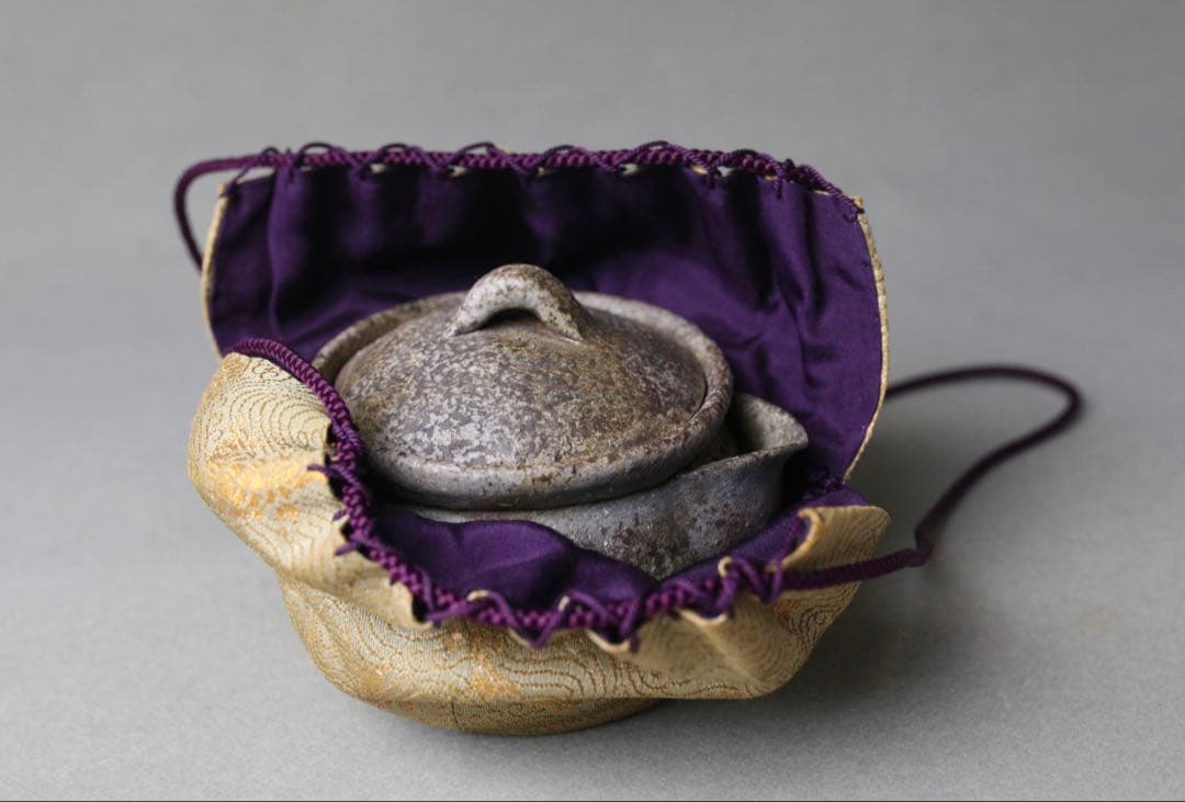 備前焼 半入居 宝瓶 急須煎 茶器 仕覆付き