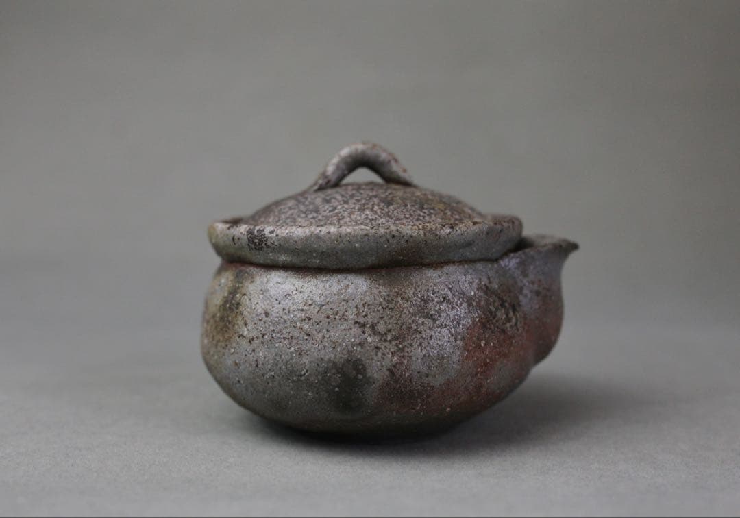 備前焼 半入居 宝瓶 急須煎 茶器 仕覆付き