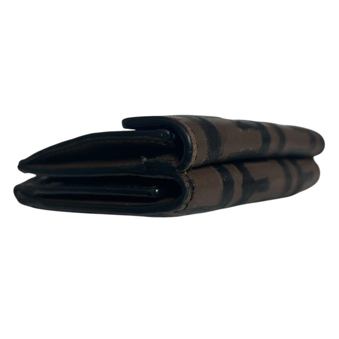 希少✨フェンディ 三つ折り財布 FFロゴ エンボス エフイズ ブラウン 茶色