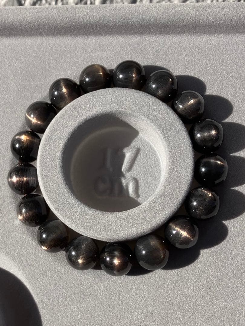 ブラックサンムーンストーン　天然石ブレスレット