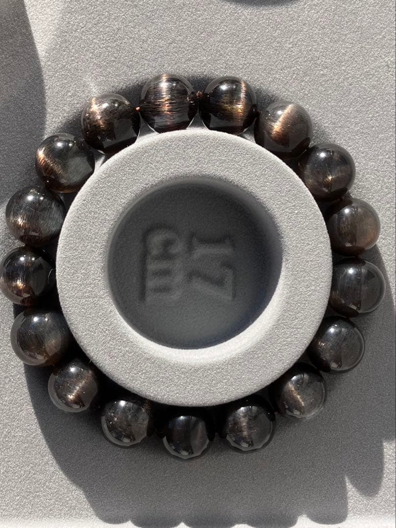 ブラックサンムーンストーン　天然石ブレスレット
