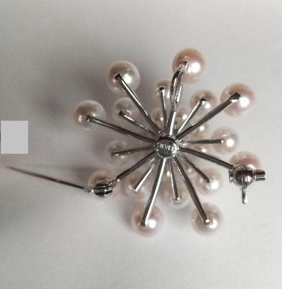 パール　ブローチ　本真珠　花