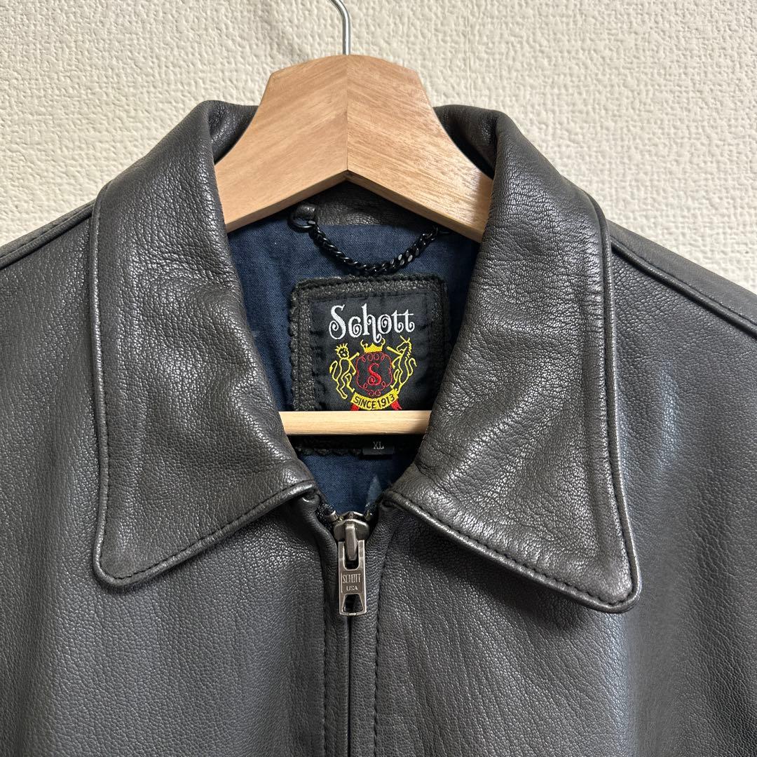 最終値下❗️即日発送‼️ 美品　schott シングルライダースジャケット XL