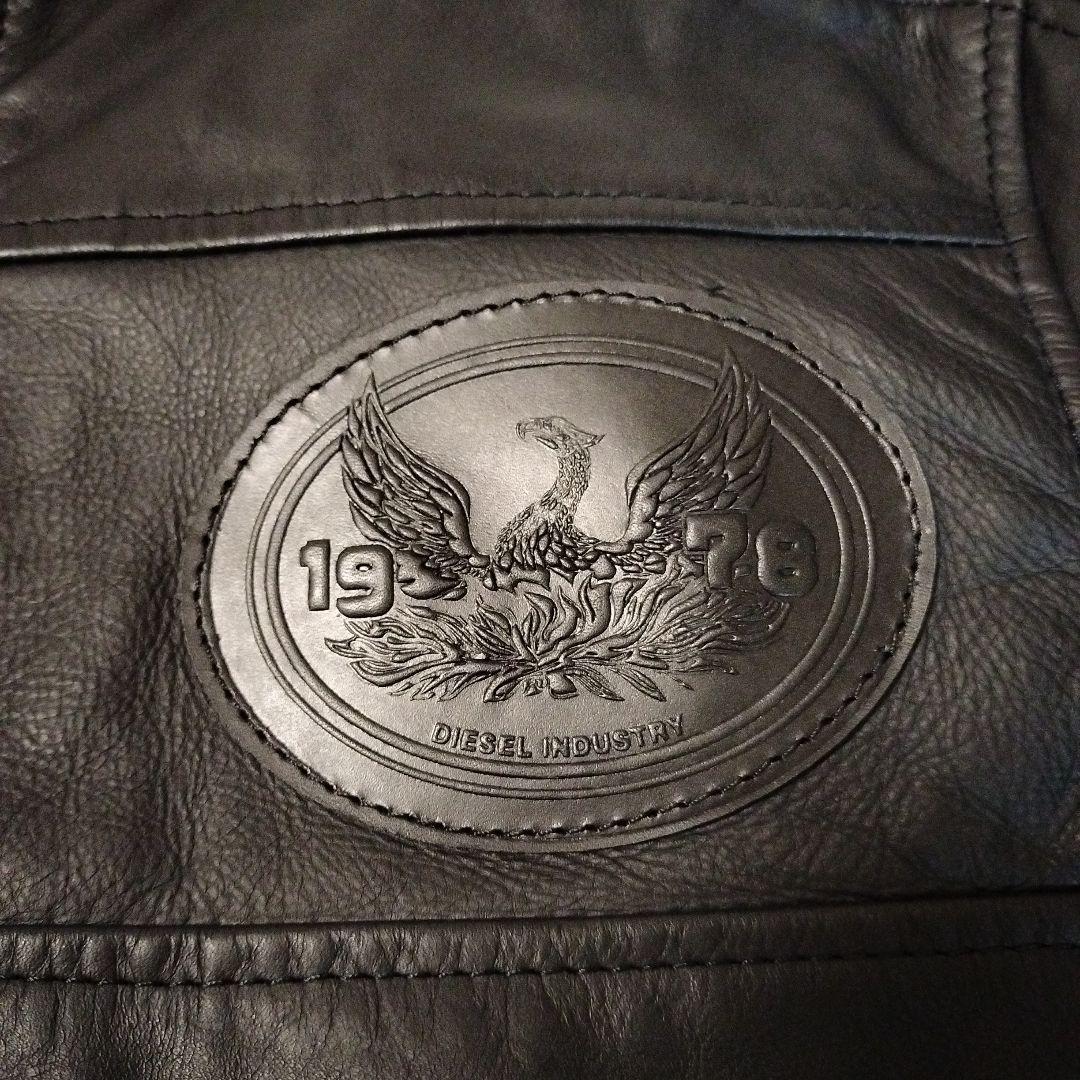 【美品】ディーゼル　牛革　シングルライダースジャケット　Ｌサイズ　ブラック