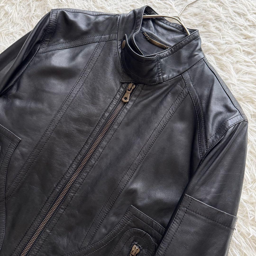 美品【ドルチェ＆ガッバーナ】ライイダース　ラムレザー　黒　裏地DGロゴ