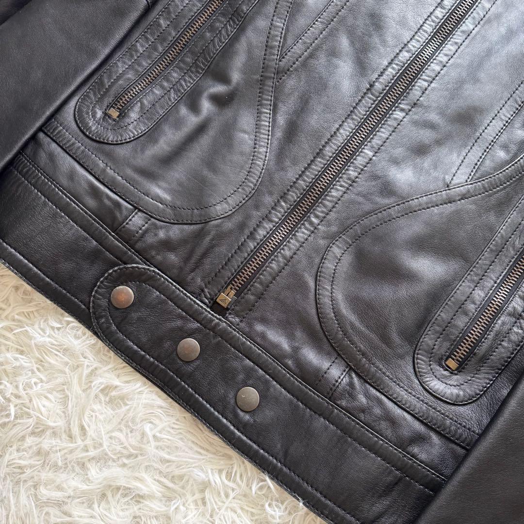 美品【ドルチェ＆ガッバーナ】ライイダース　ラムレザー　黒　裏地DGロゴ