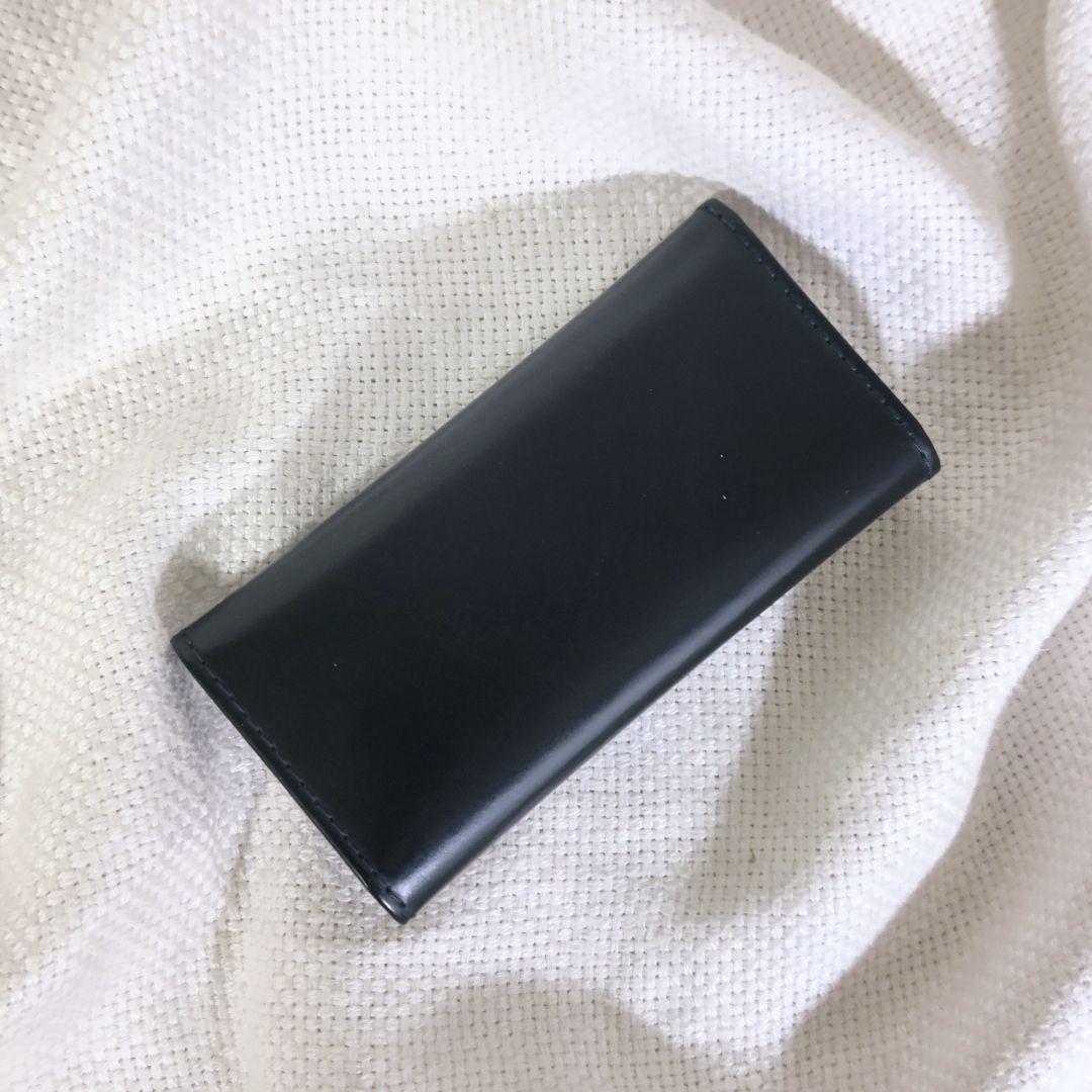 エッティンガーETTINGERブライドルレザーフック付きキーケース紺ネイビー黄