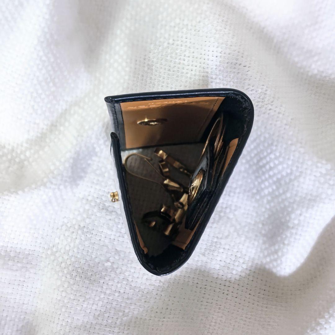 エッティンガーETTINGERブライドルレザーフック付きキーケース紺ネイビー黄