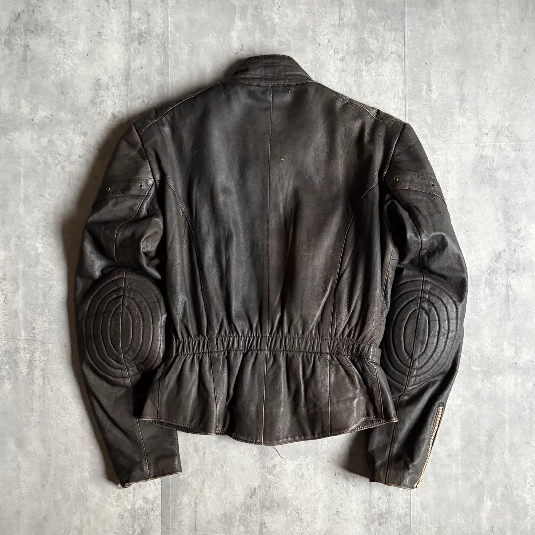 【70s vintage】ライダースジャケット　シングル　本革　片爪　短丈　古着
