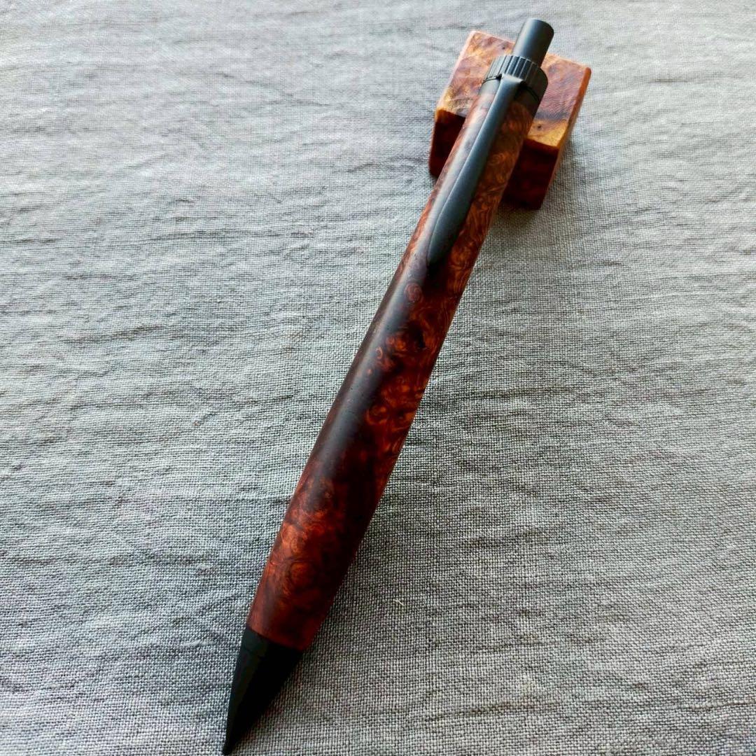 特上　ローズウッド瘤　ハンドメイド　木軸シャープペン　0.5mm　ブラック