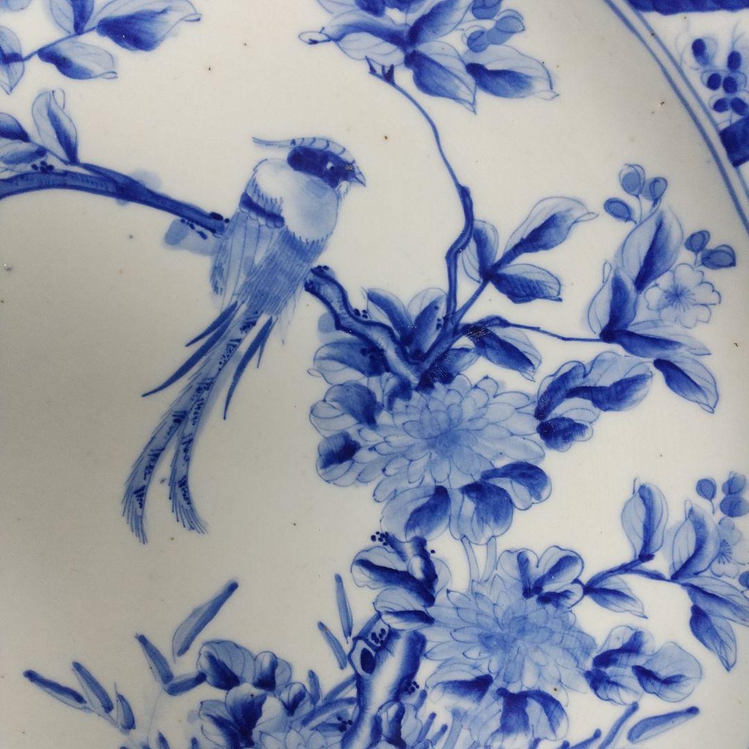古伊万里　有田焼　染付　大皿　花鳥模様 直径約48.5センチ