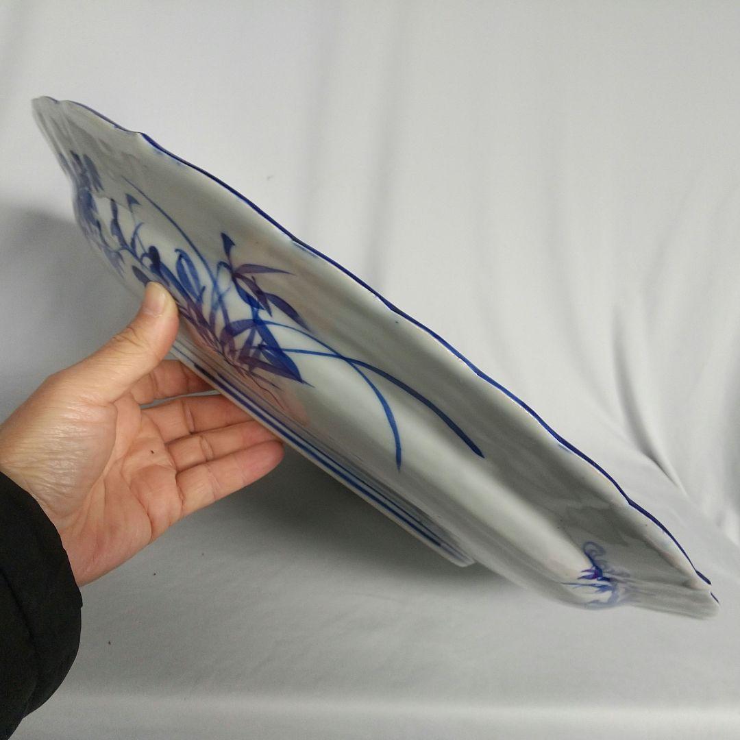 古伊万里　有田焼　染付　大皿　花鳥模様 直径約48.5センチ