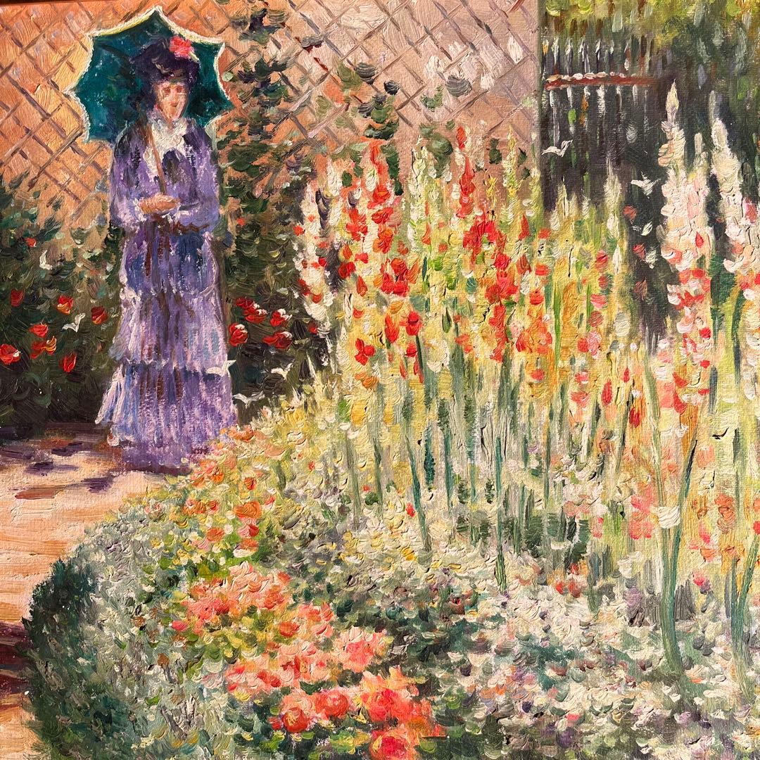 手書き油絵 クロード・モネ グラジオラス 額付き 肉筆絵画 インテリア 油彩画