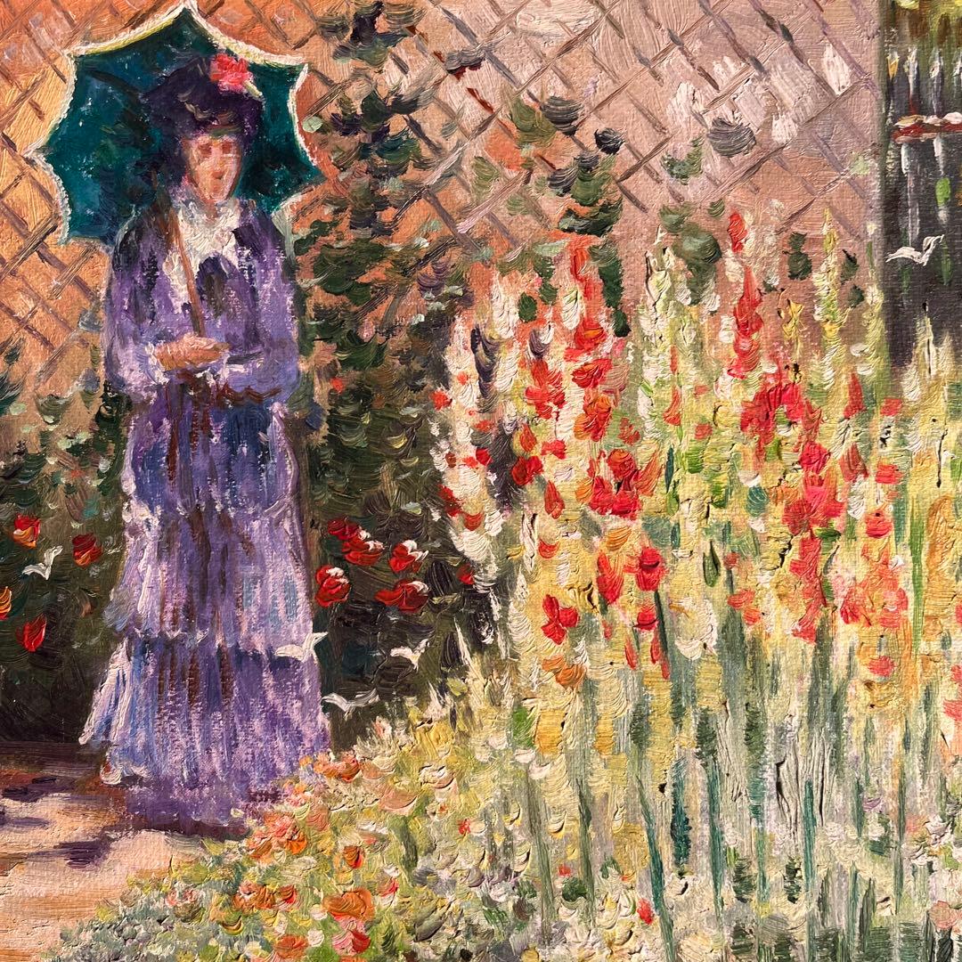 手書き油絵 クロード・モネ グラジオラス 額付き 肉筆絵画 インテリア 油彩画