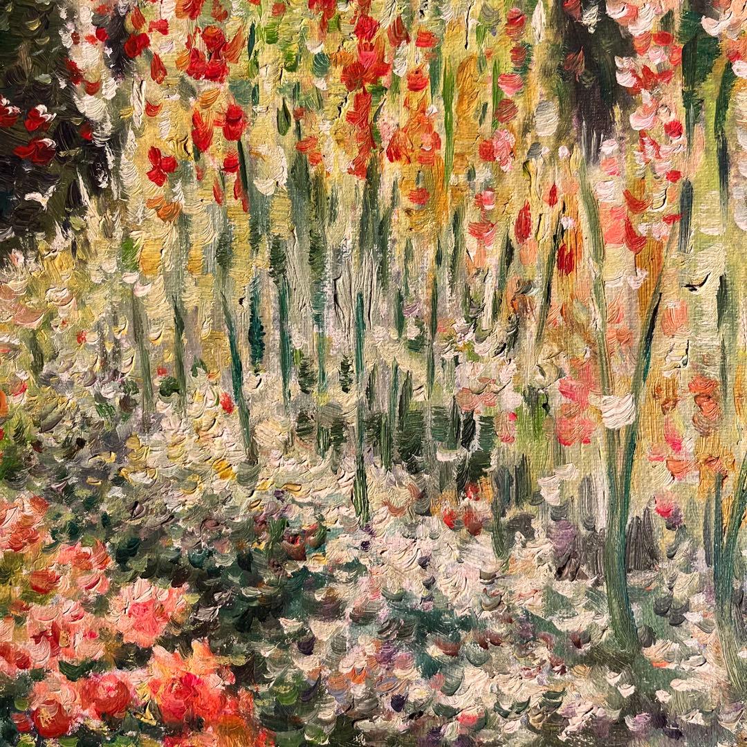 手書き油絵 クロード・モネ グラジオラス 額付き 肉筆絵画 インテリア 油彩画