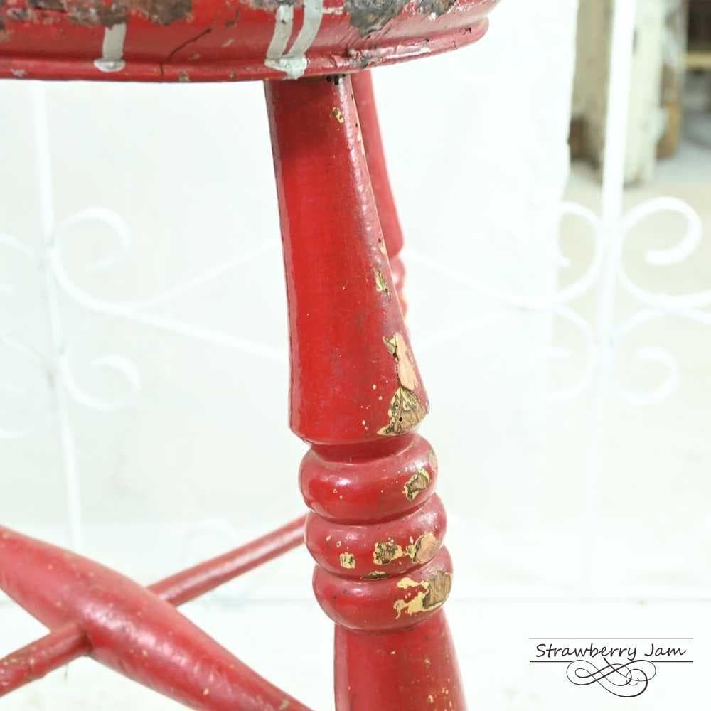 L3705-11 英国アンティーク スツール ヴィクトリア 赤 キッチンスツール