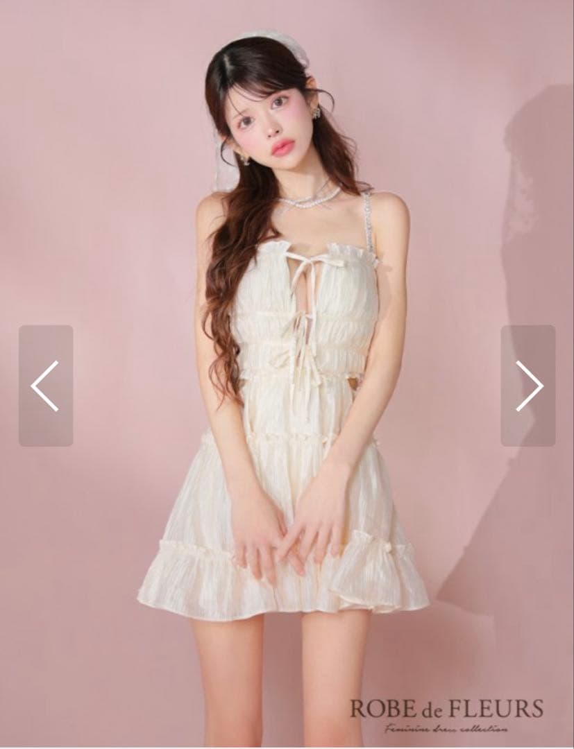 ROBE de FLEURS アイボリー ミニドレス Sサイズ