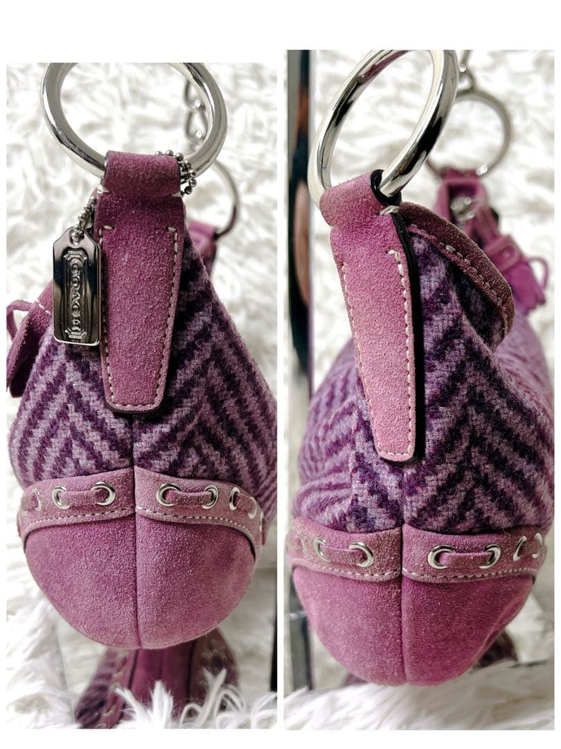 バッグ COACH Purple Herringbone Suede Bag Y2K
