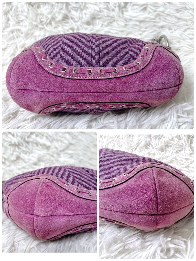 バッグ COACH Purple Herringbone Suede Bag Y2K