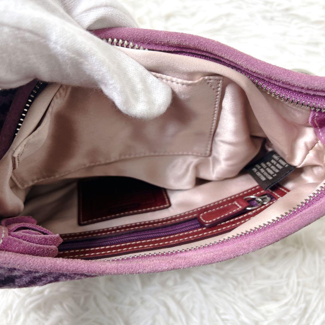 バッグ COACH Purple Herringbone Suede Bag Y2K