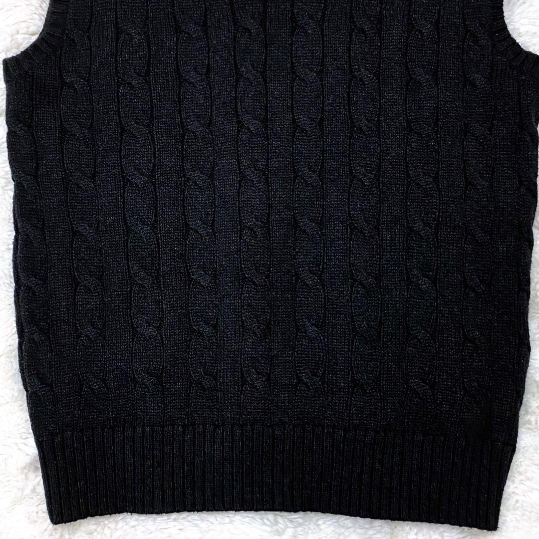 【現行QRタグ】 ポロラルフローレン 黒 ケーブルニット ベスト XS