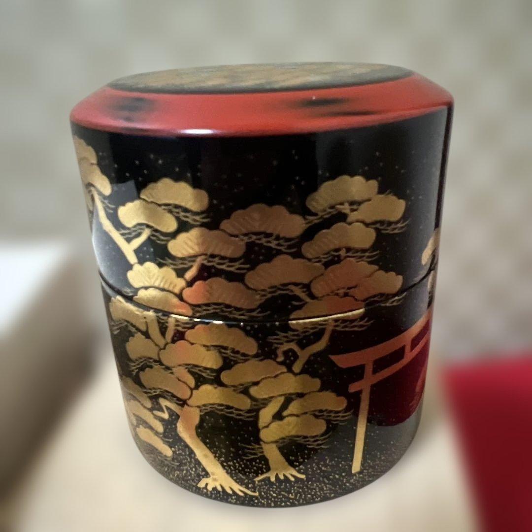 「新品」加賀塗師・和田寿峰作 住吉蒔絵 茶器　桐共箱