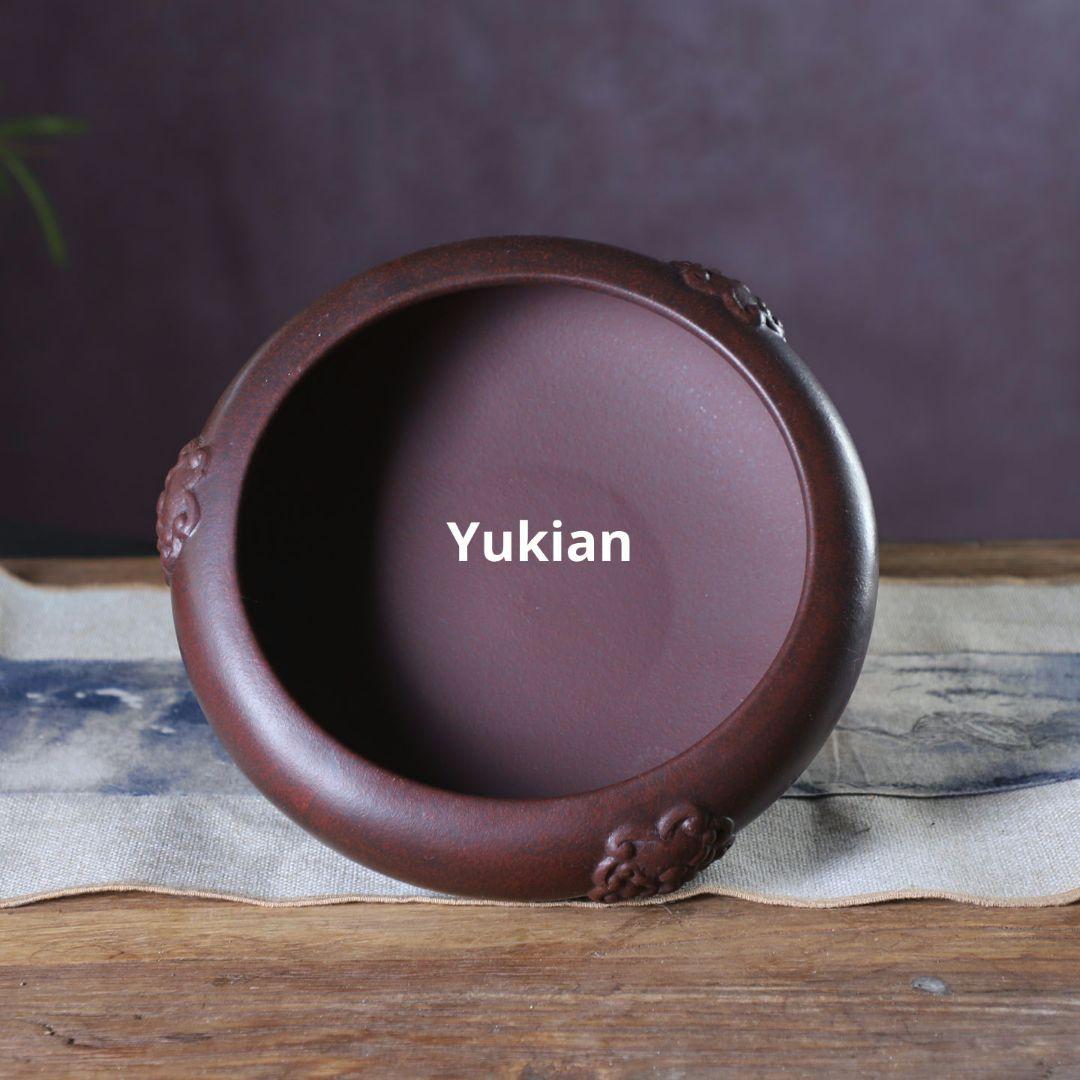 紫砂 無孔三足水底盆 三足獣面無孔盆 盆栽鉢 植木鉢 小品盆栽鉢 大品盆栽鉢