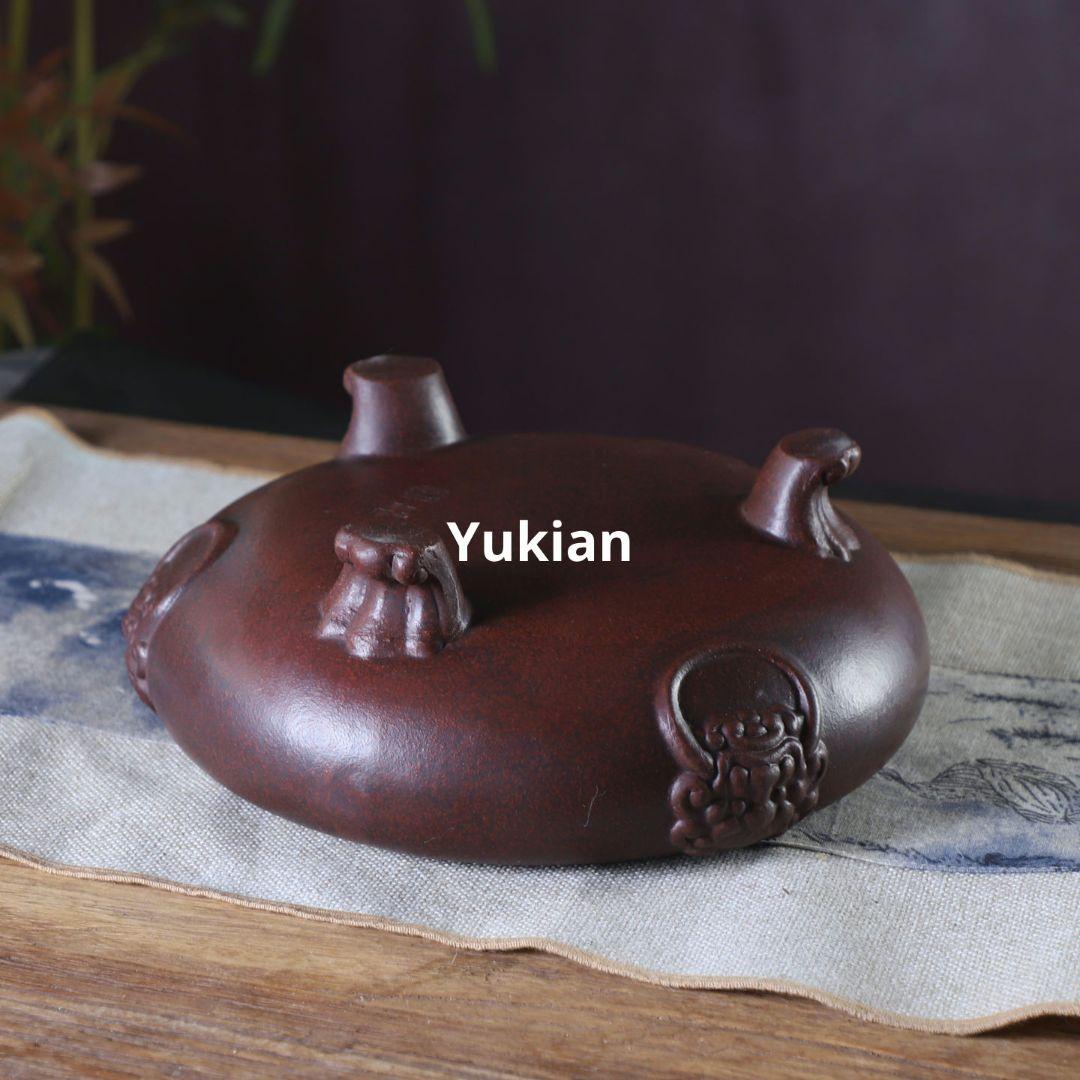 紫砂 無孔三足水底盆 三足獣面無孔盆 盆栽鉢 植木鉢 小品盆栽鉢 大品盆栽鉢