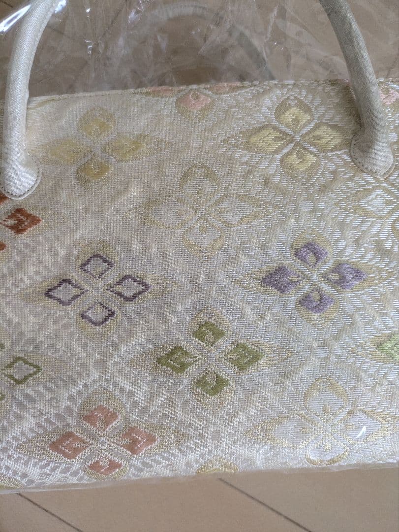 新品未使用品　京都 西陣織正絹帯地使用　利休バッグお茶席