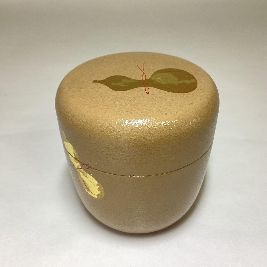 中棗 六瓢 蒔絵 白叩塗 中村湖彩 木箱入 茶道具 古物品