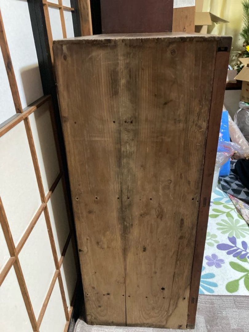 当時物　食器棚 ダイヤガラス　昭和レトロ　水屋箪笥　約87×43×h107cm