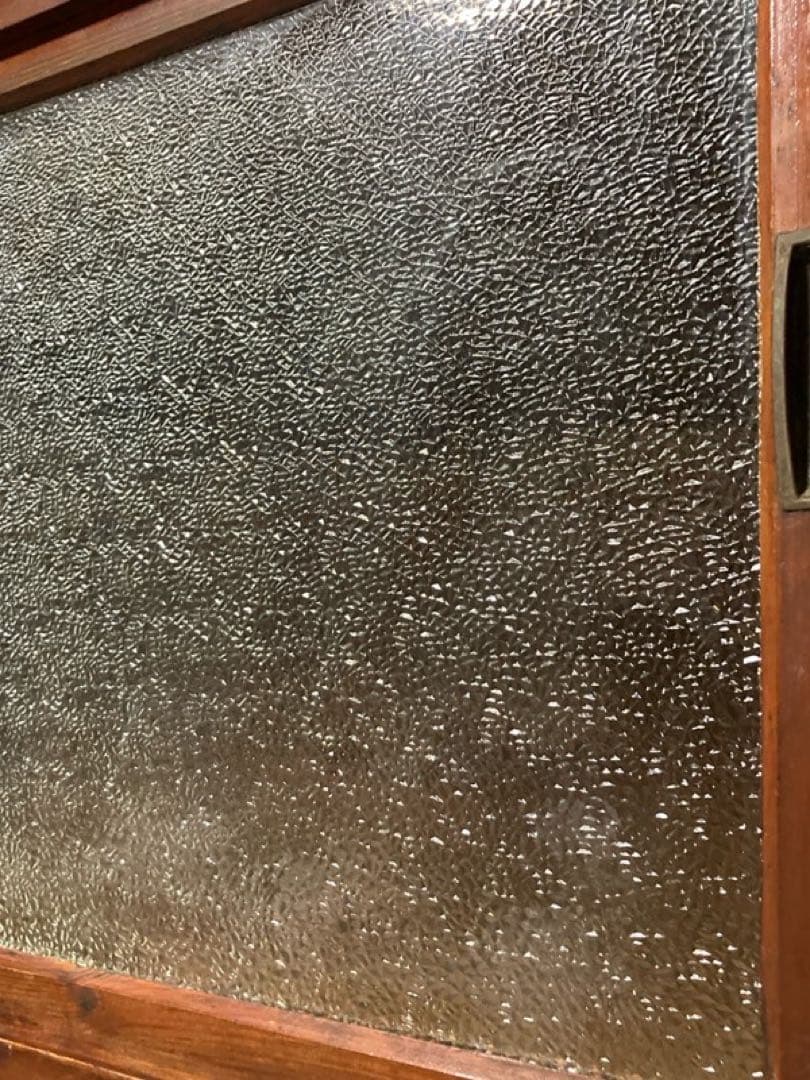 当時物　食器棚 ダイヤガラス　昭和レトロ　水屋箪笥　約87×43×h107cm