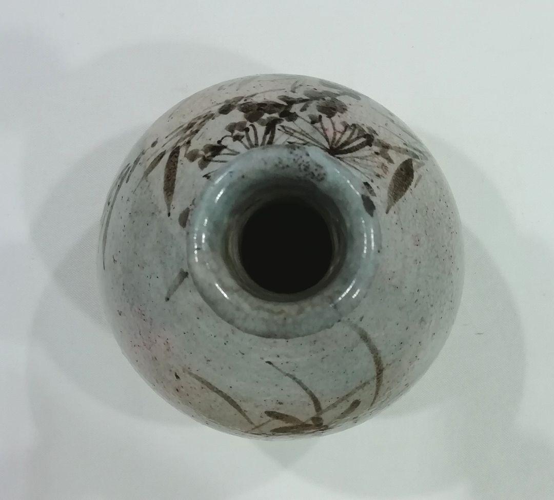 古いレトロな唐津系 \"黒牟田鉄絵草花文徳利