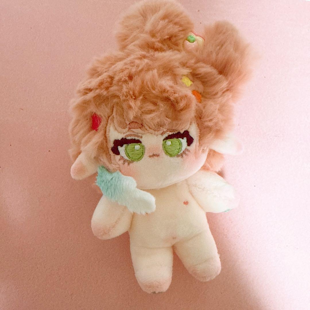 無属性　自作ぬいぐるみ　オレンジピンクリボンのエルフ女の子　骨付き