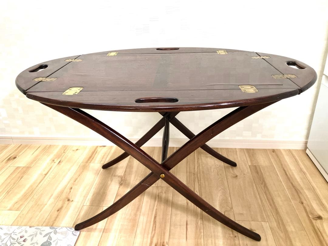 K*a様 アンティーク 折りたたみ式楕円形木製テーブル オークション方式