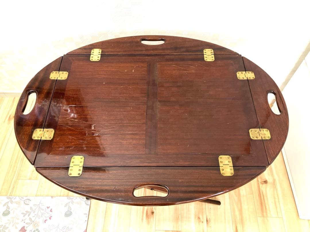 K*a様 アンティーク 折りたたみ式楕円形木製テーブル オークション方式