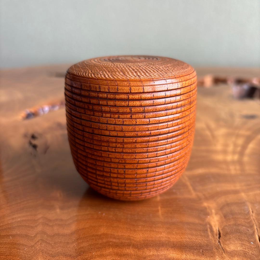 【1層1層動く】浮月挽 千筋棗 田中光月造 年輪百年以上の欅 茶道具 共箱