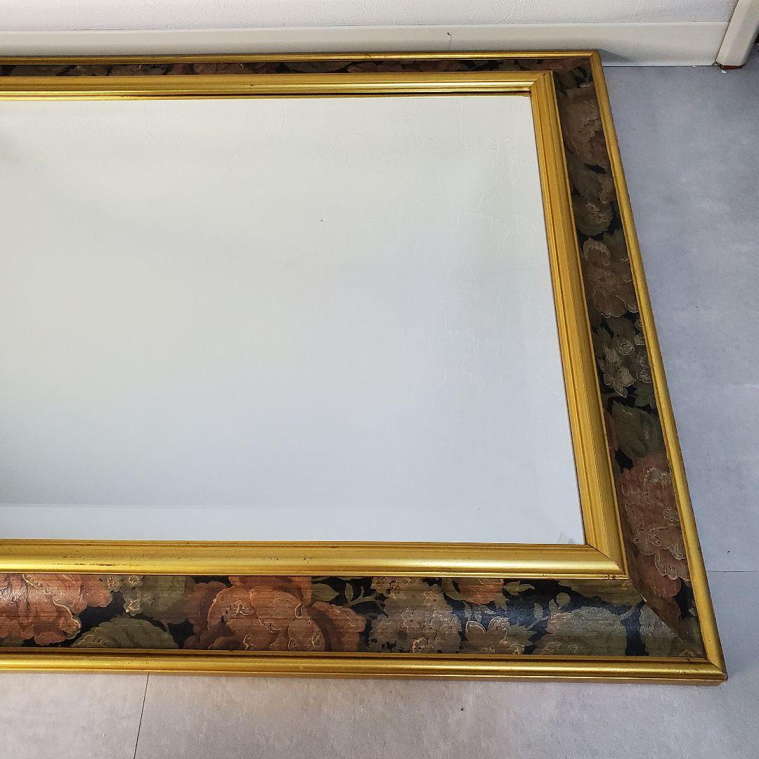 【イタリア製】ウォールミラー　鏡 アンティーク 壁掛 花柄　ヴィンテージ　レトロ