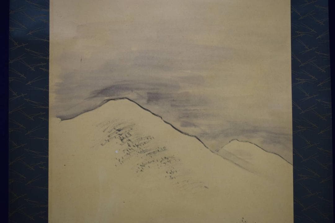 真作/里見雲嶺/雪景山水雪山図/絹表装/布袋屋掛軸HH-729