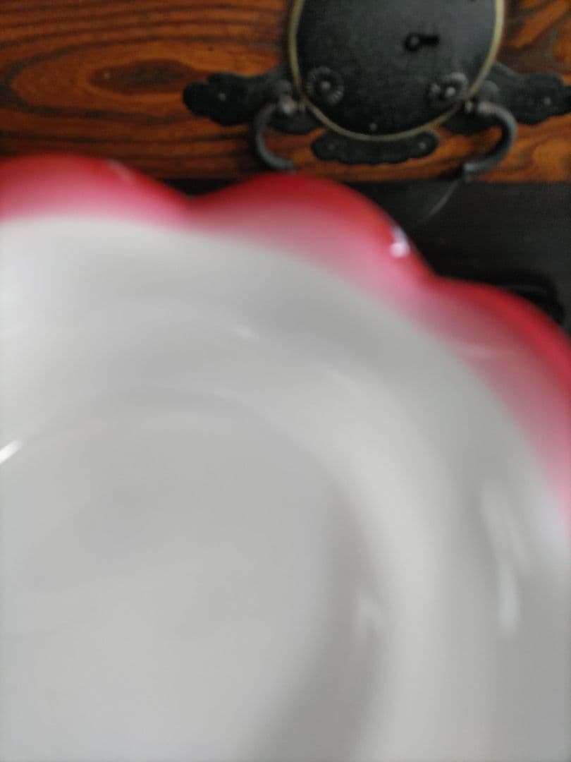 明治文化の薰風　花開く開化の粋　乳白赤縁氷コップ　貴重な当時物