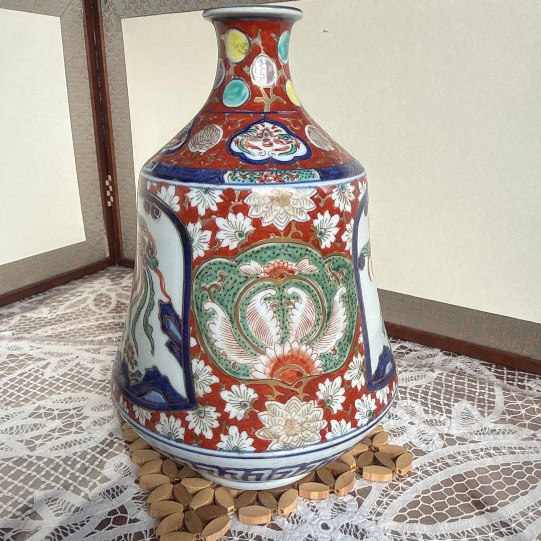 大聖寺伊万里　釣鐘型金彩鳳凰色絵割れニューありません　江戸末期明治前期美品セール