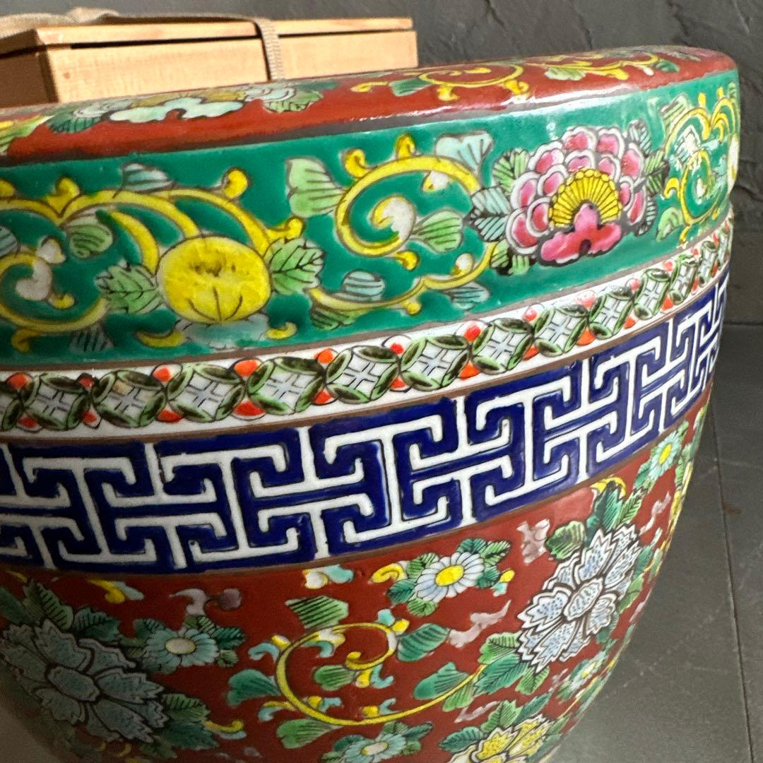 瞬間お値下げ‼️十錦手色絵伊万里　火鉢メダカ飼い観葉植物鉢カバー