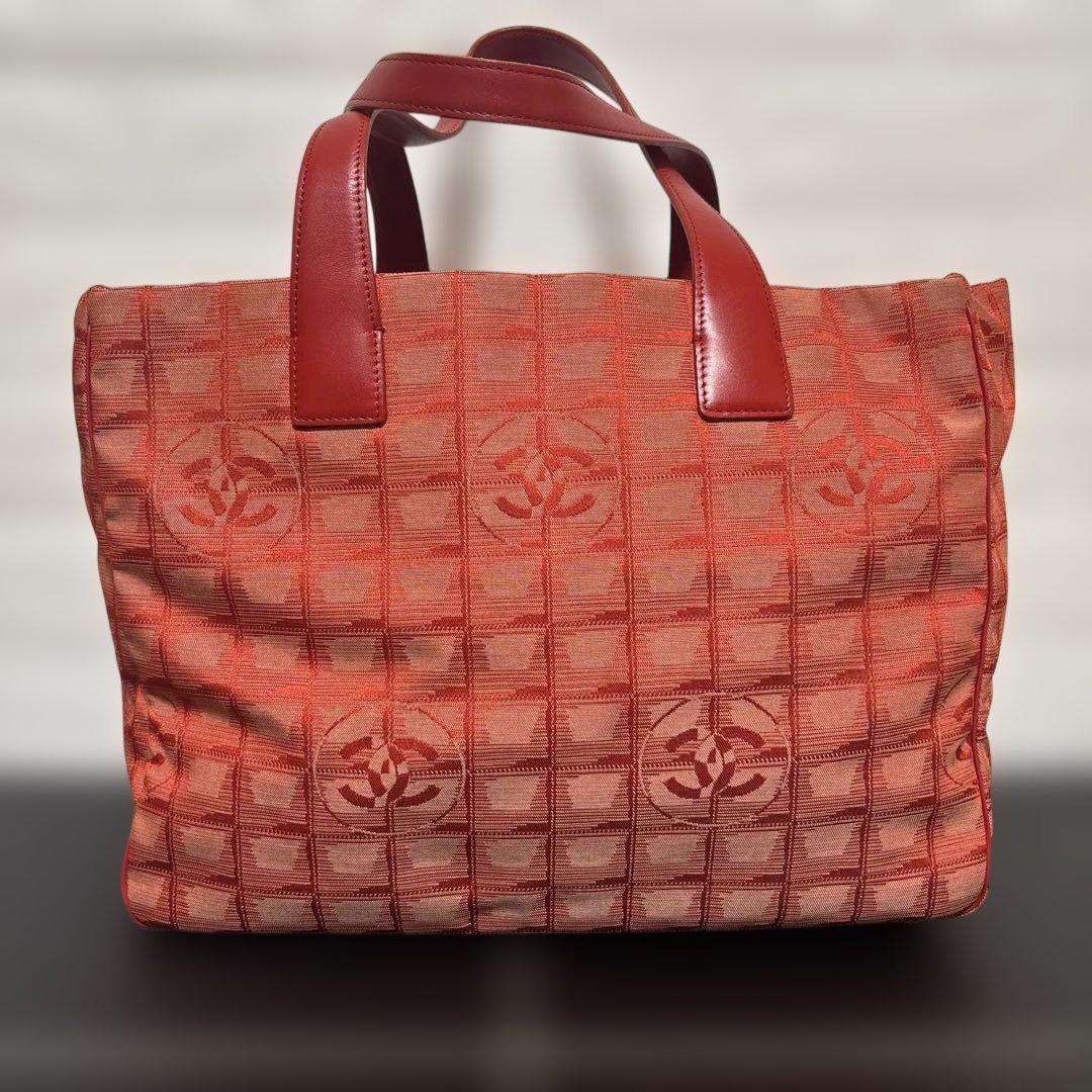【証明書付き】 CHANEL トートバッグ ニュートラベルライントート レッド