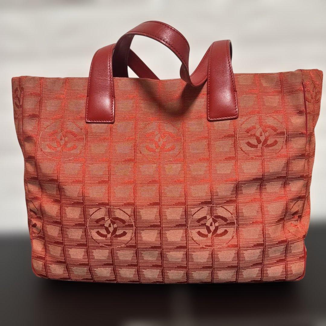 【証明書付き】 CHANEL トートバッグ ニュートラベルライントート レッド
