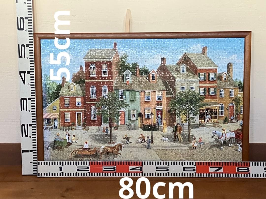 絵画としてのジグソーパズル木製額付き 古い時代の西洋の風景画