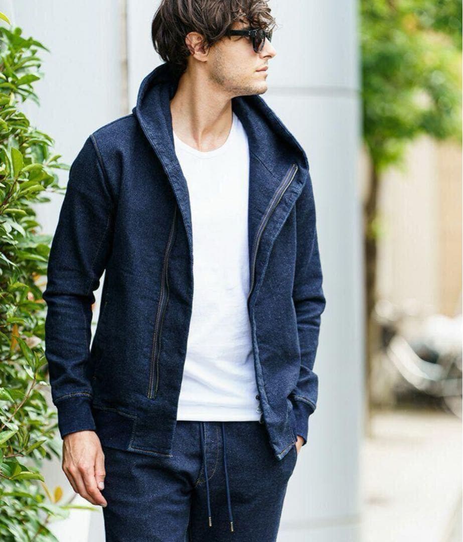 【未使用タグ付き】WJK デニム　パーカー　フーディ　大きめサイズ