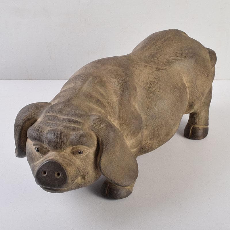 中国　古陶磁　陳鳴遠　朱泥　豚俑　陶俑　置物　V　9208AE