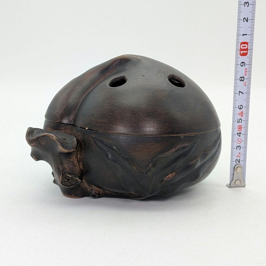 桃香炉 陶器製 合箱合布 香爐 香道具 抹茶道具 茶器 置物 細工物 モモ 古玩