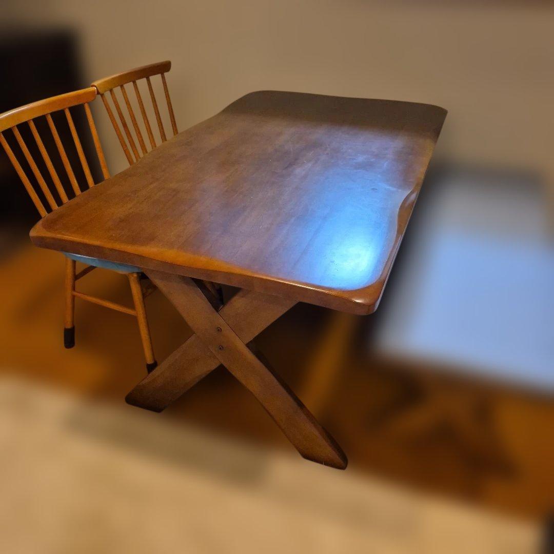 1/15まで　天然木　ダイニングテーブル X型脚135×80送料込み