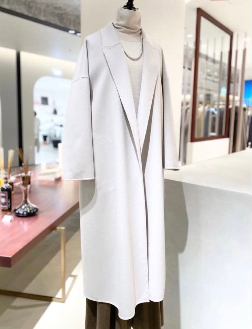 美品 ebure リュクスビーバー ボタンレス ロングチェスター ガウンコート